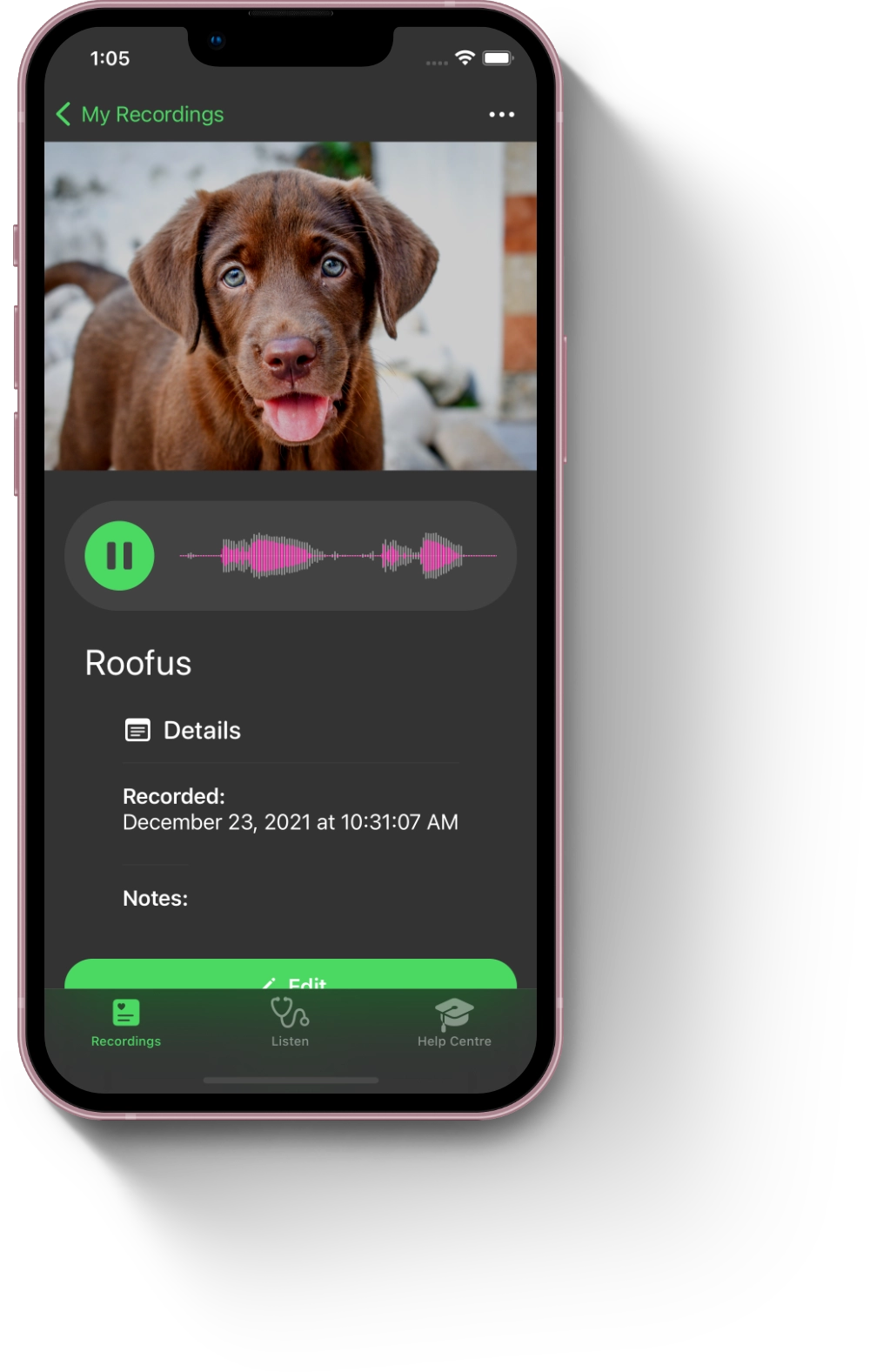 iPhone showing Snoopy app interface